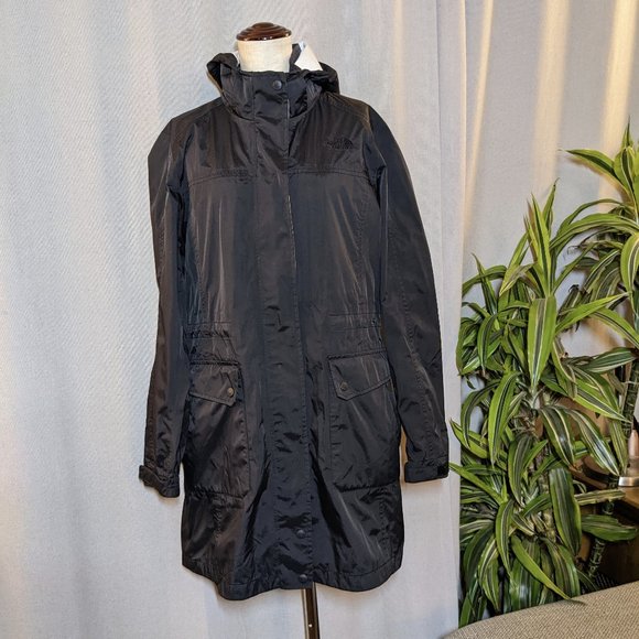 The North Face Jackets & Blazers - The North Face Black Long Windbreaker Rain Jacket Hood Size Large